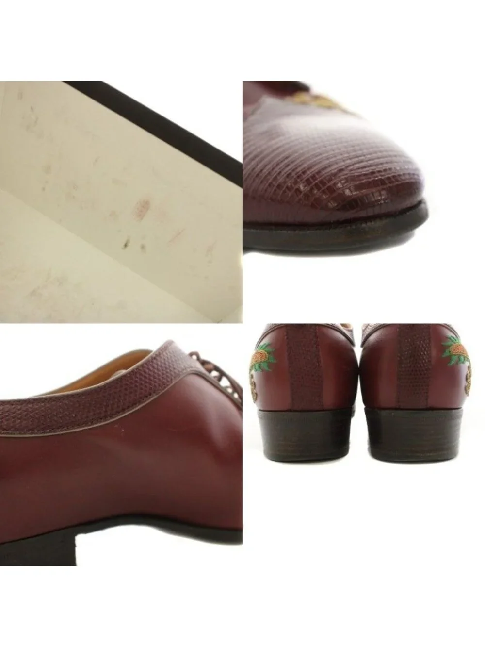 Gucci Dragon Embroidery Leather Shoes Dress Pattern 8 Brown